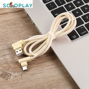 SOLOPLAY 90 Degree Nylon Braided Type-C Fast Charging Data Cable For Type C