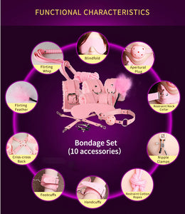 10pcs Sex Toys for Couples Exotic Accessories Adjustable Nylon BDSM Sex Bondage Set Erotic Accessories Handcuffs Whip Rope Games