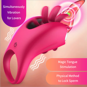 Oral Clitoris Tongue Vibrator Silicone Nipple Teaser Clit Stimulator Cock Ring Dual Vibration Waterproof
