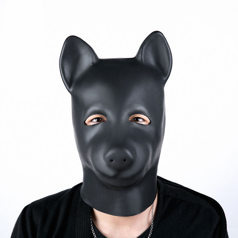 Natural Latex Dog Mask Fetish Dog Head Halloween Carnival Party M
